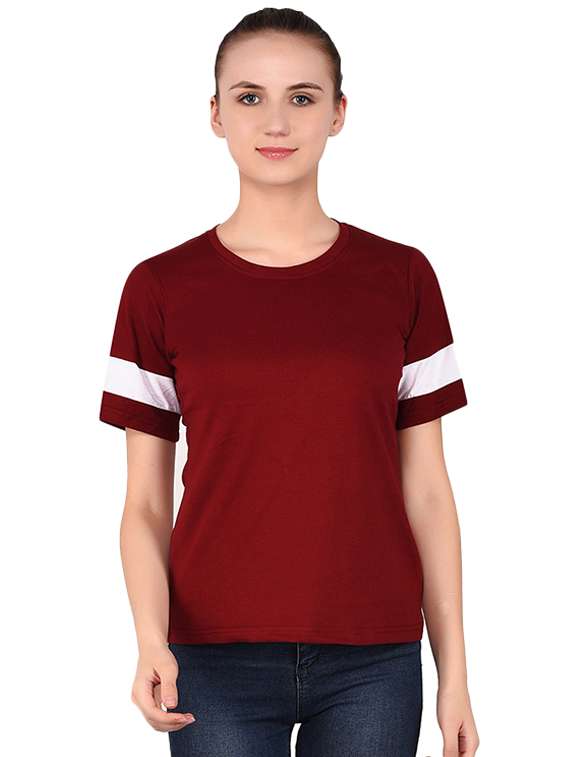 women's chest print round neck t-shirt