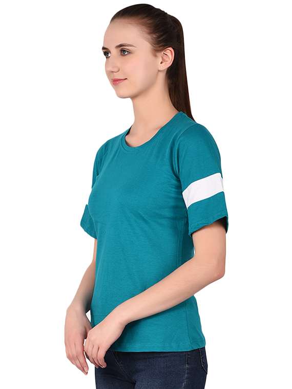women's color block round neck t-shirt - 16283731 -  Standard Image - 1