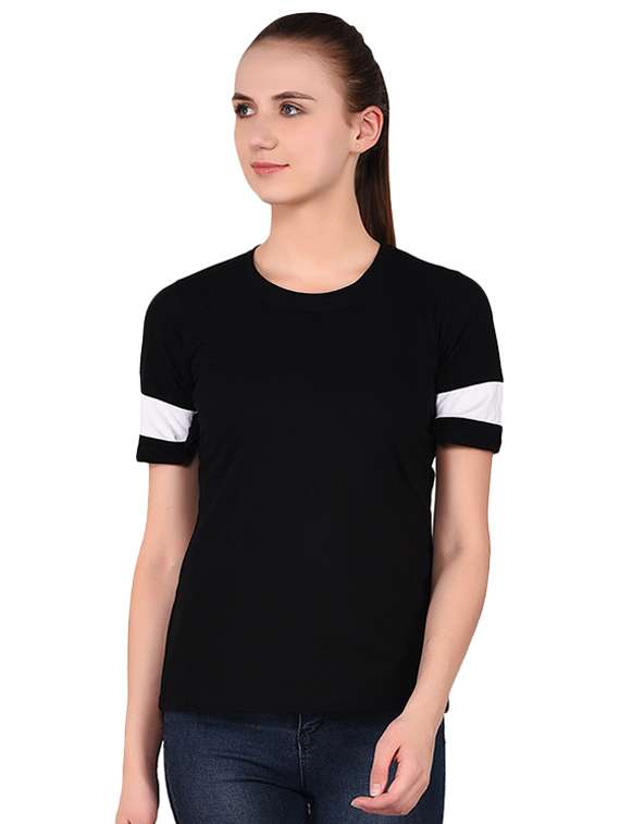 women's striped round neck t-shirt