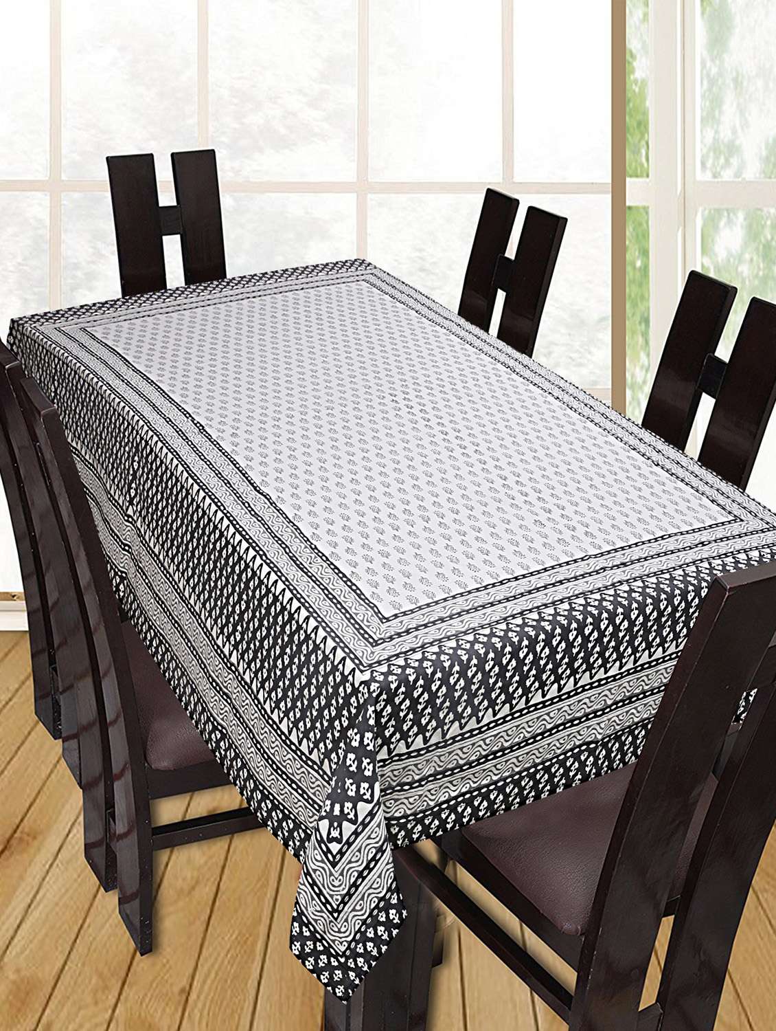 printed cotton 6 seater table cover