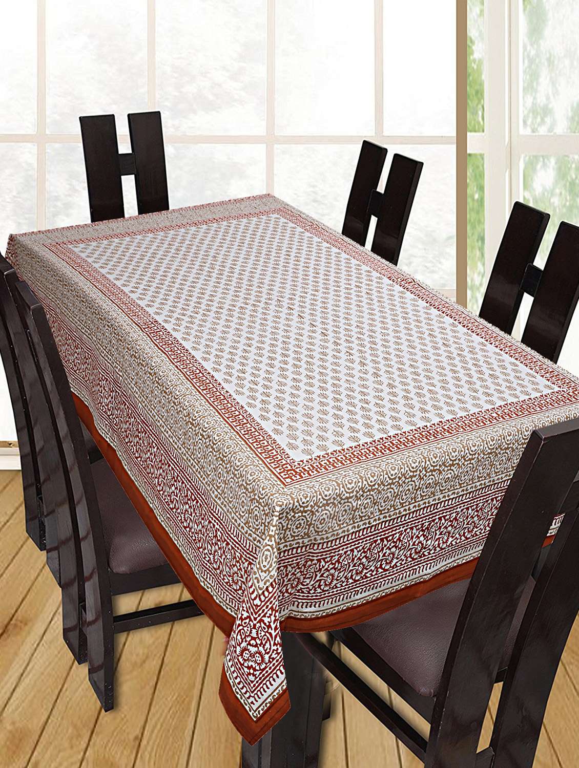 printed cotton 6 seater table cover