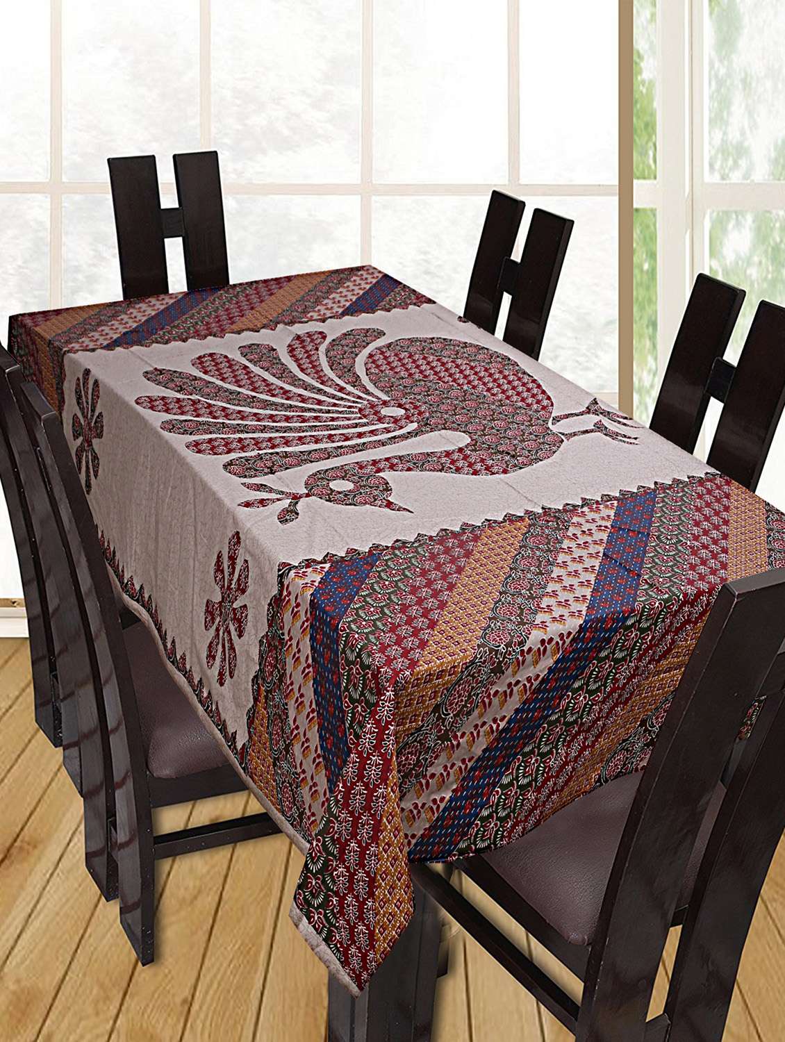 printed cotton 6 seater table cover
