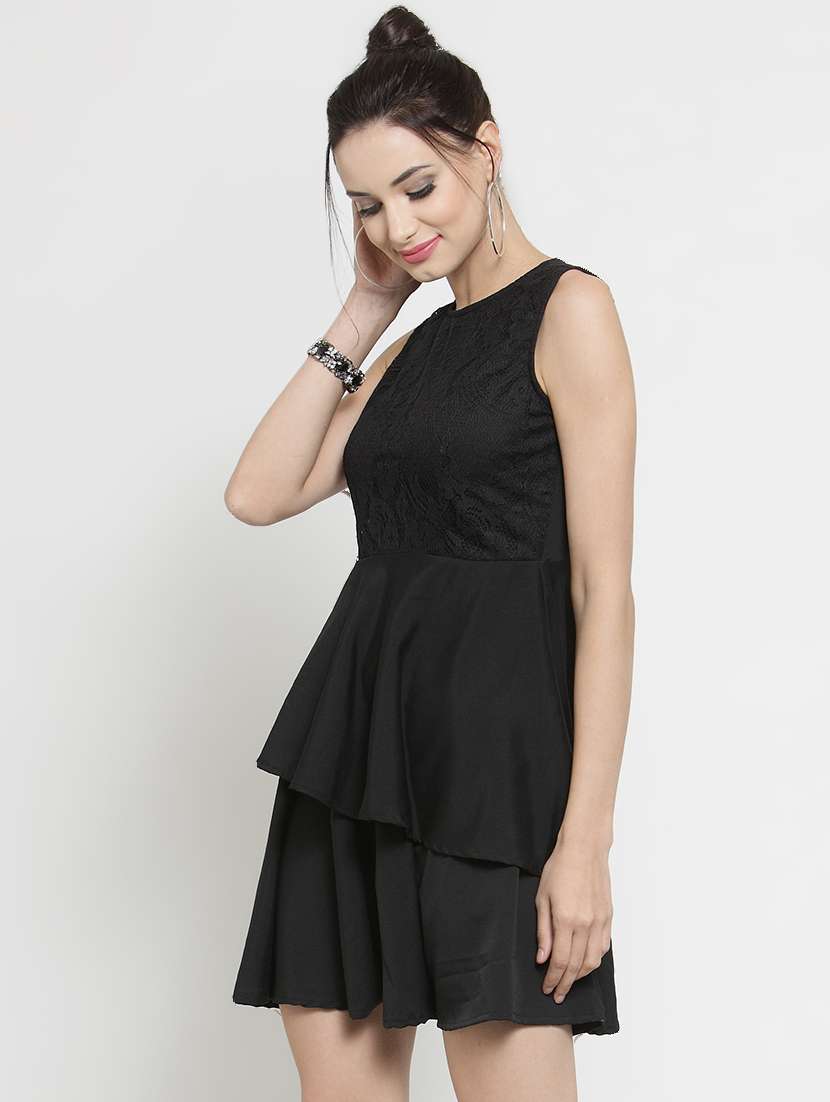 women's fit & flare solid dress - 16287112 -  Standard Image - 1