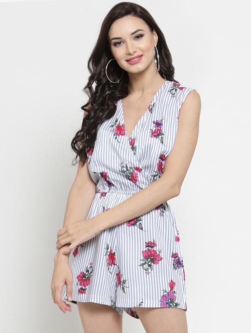 biu-biu jumpsuits-apparel Women Summer Bow Knot Off Shoulder Playsuit Beach Party Sweet Overalls,Pink Stripe,S