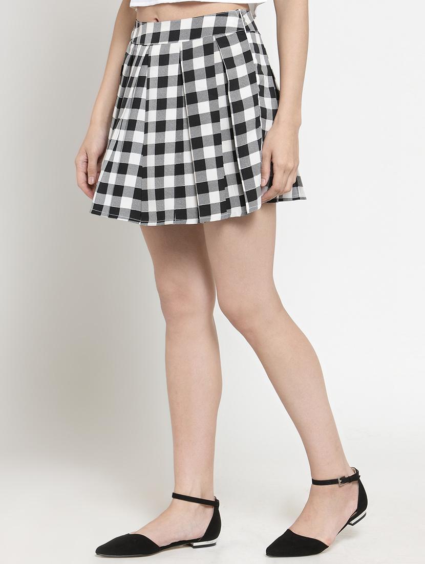 pleated checkered a line skirt - 16287133 - Standard Image - 1