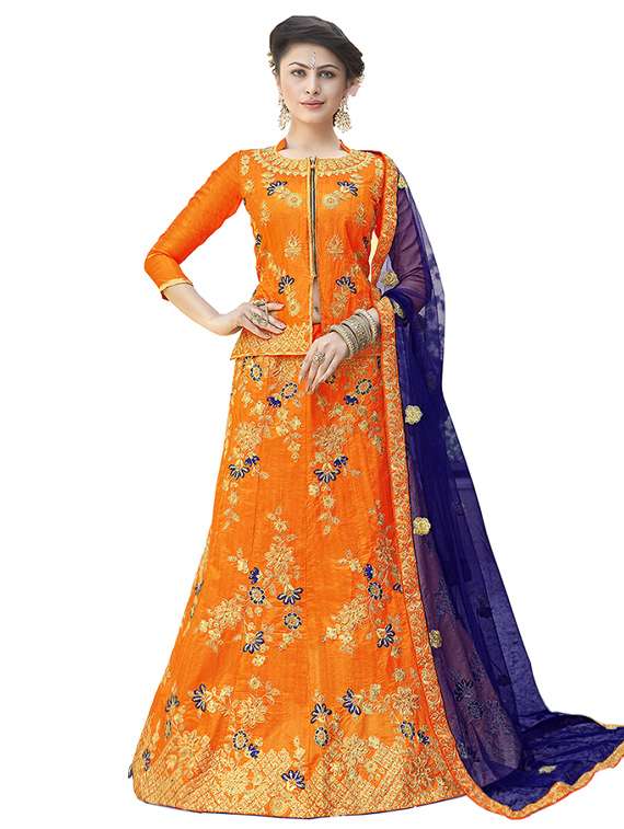 floral embroidered flared lehenga