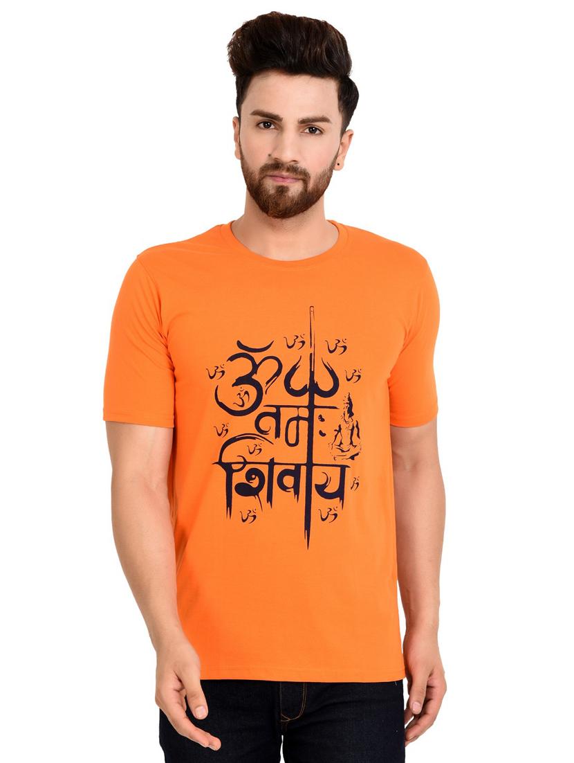 men round neck front print t-shirt - 16287643 - Zoom Image - 0