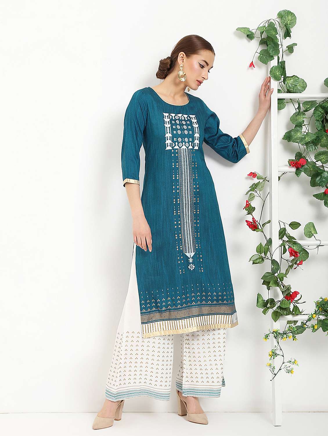 embroidered kurta palazzo set