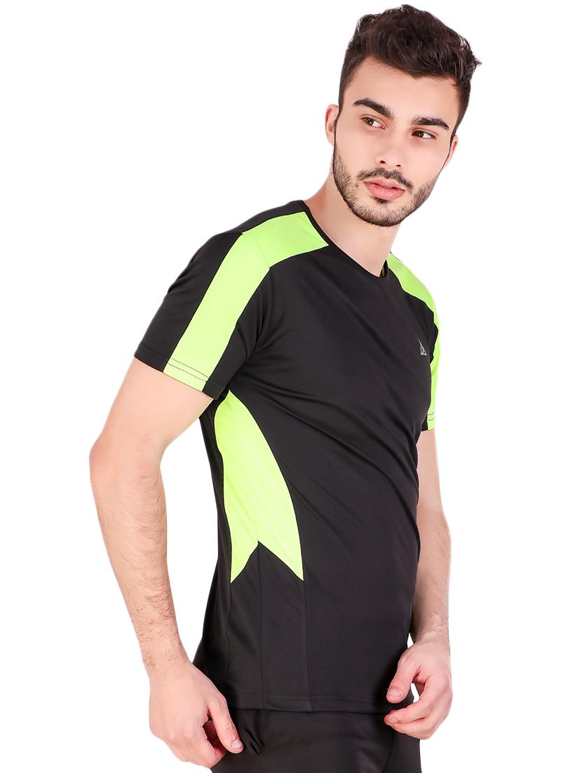 black polyester color block t-shirt - 16289749 - Standard Image - 1