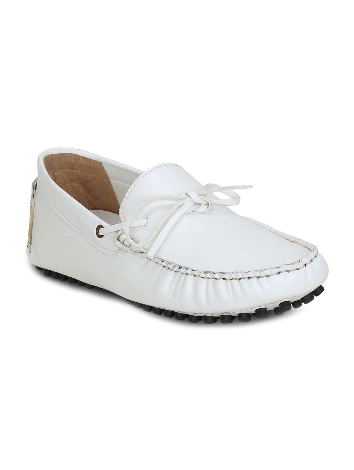 white leatherette slip on loafers