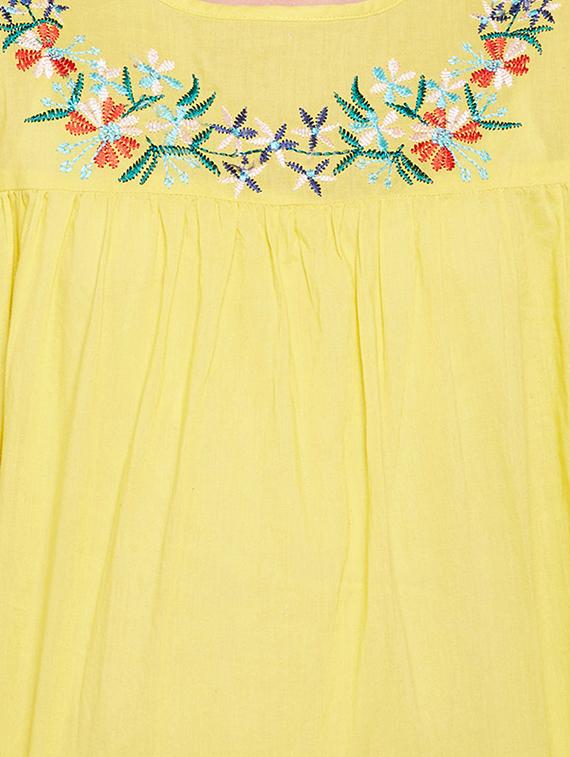 yellow cotton embroidery dress - 16293260 - Standard Image - 4