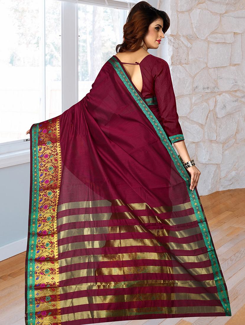 women's self design maroon colored saree with blouse - 16293894 - Standard Image - 1