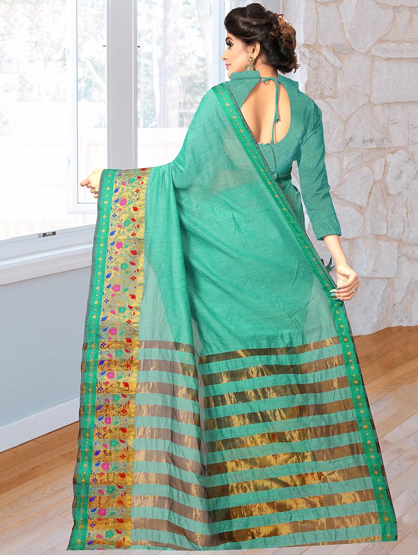 zari border woven saree with blouse - 16293895 - Standard Image - 1