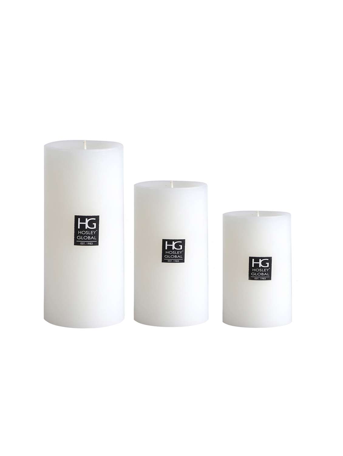 hosley set 3 unscented multi size decorative pillar candle