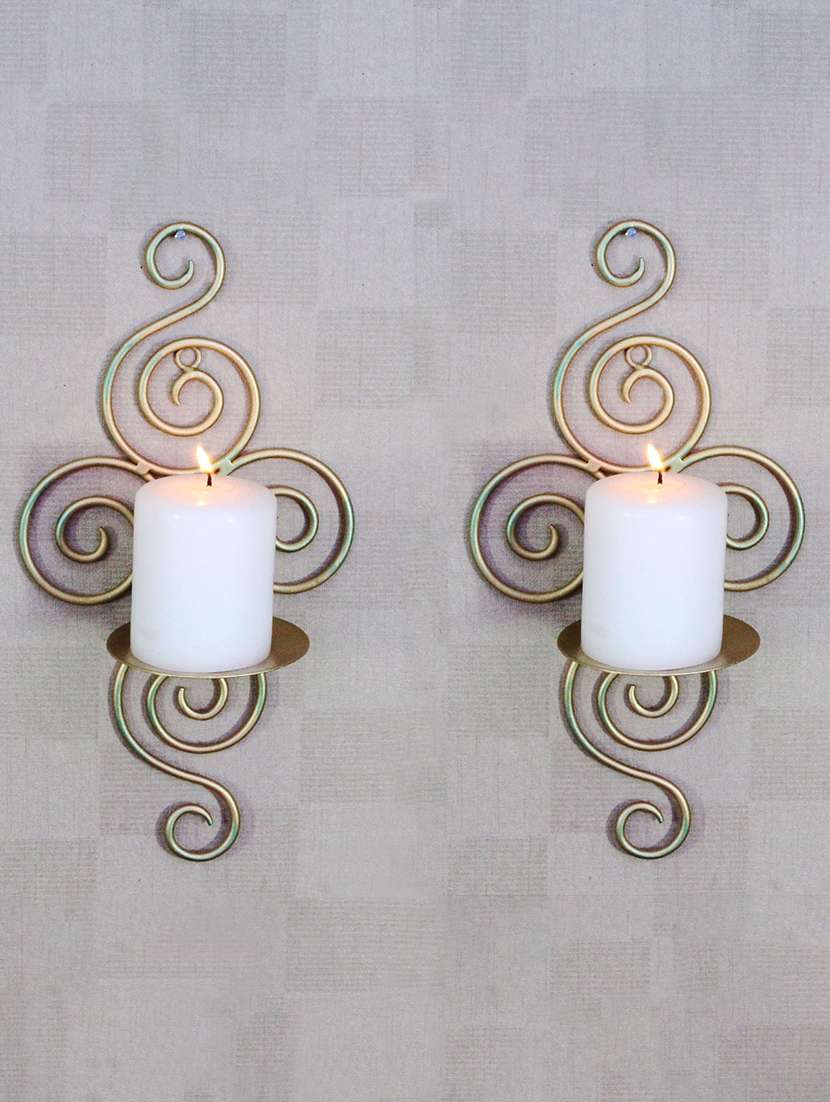 hosley® wall candle scone, set of 2 elegant swirling iron hanging wall mounted decorative candle holder for home decoration
