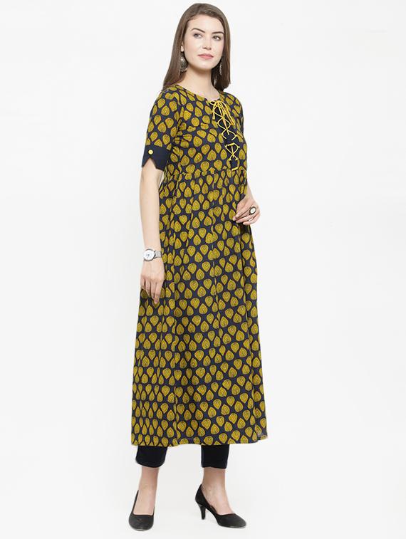 ethnic motifs printed a-line kurta - 16295177 - Standard Image - 1