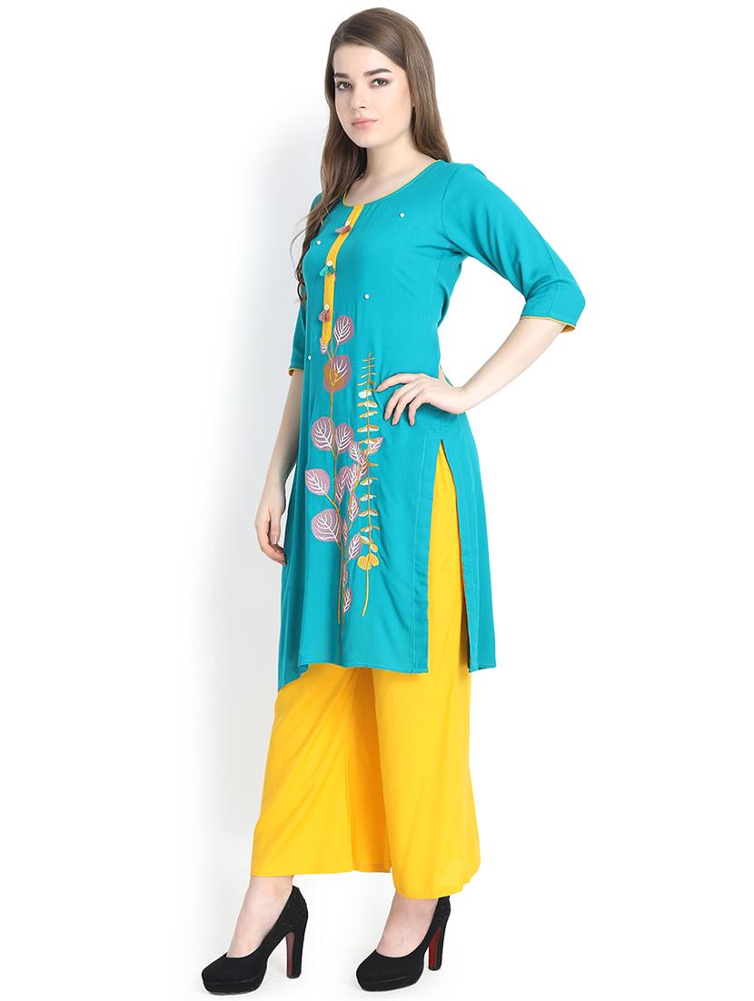 embroidered straight kurta - 16295213 - Standard Image - 1