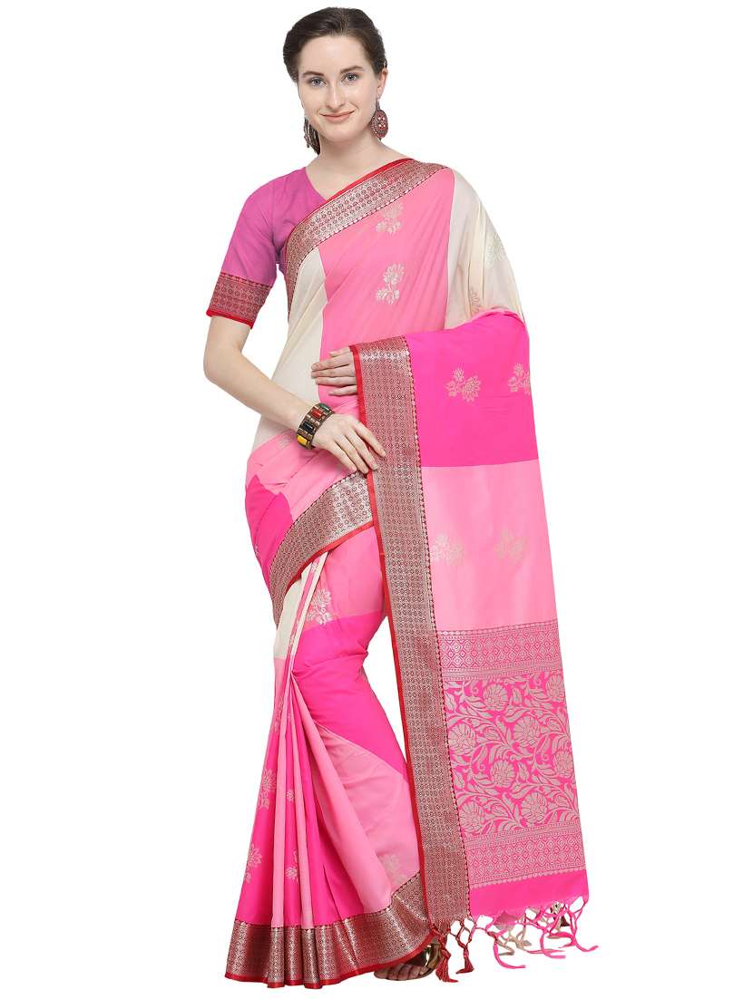 floral zari motif kanjivaram saree with blouse