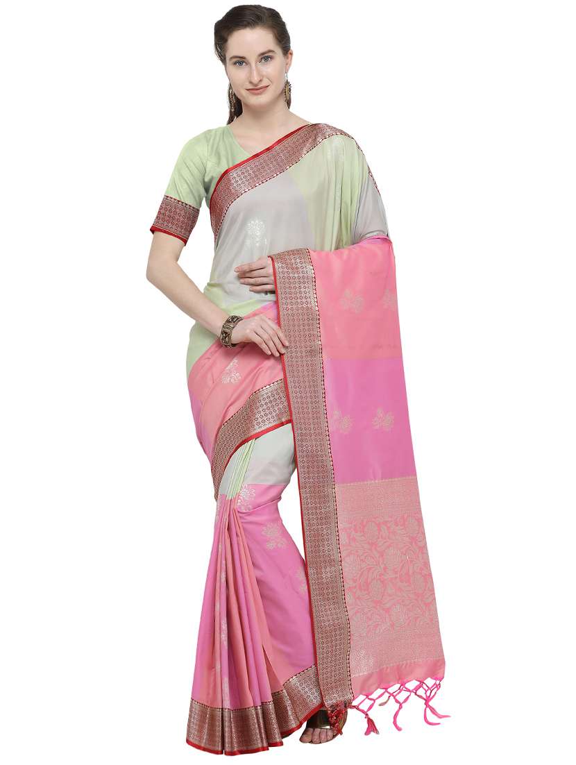 floral zari motif kanjivaram saree with blouse
