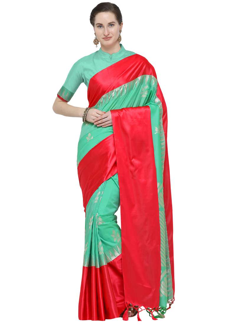 contrast zari border kanjivaram saree with blouse