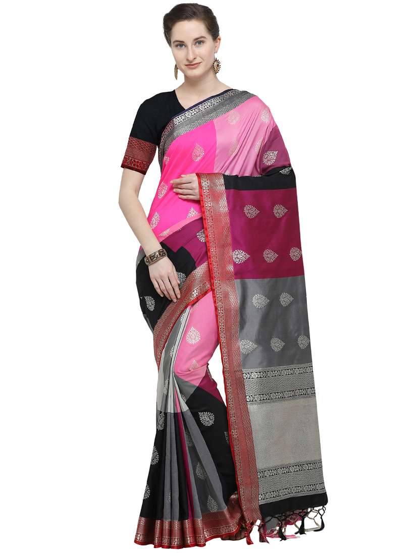 color block kanjivaram saree with blouse