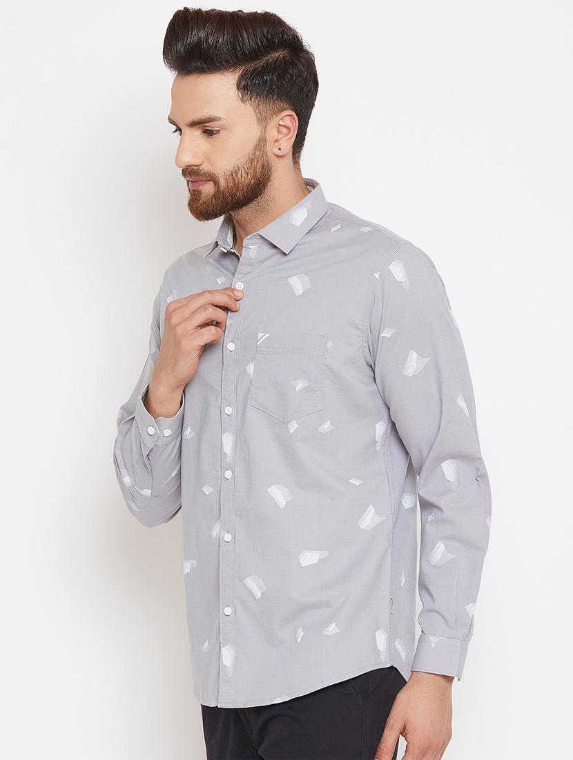 grey printed casual shirt - 16298314 - Standard Image - 1