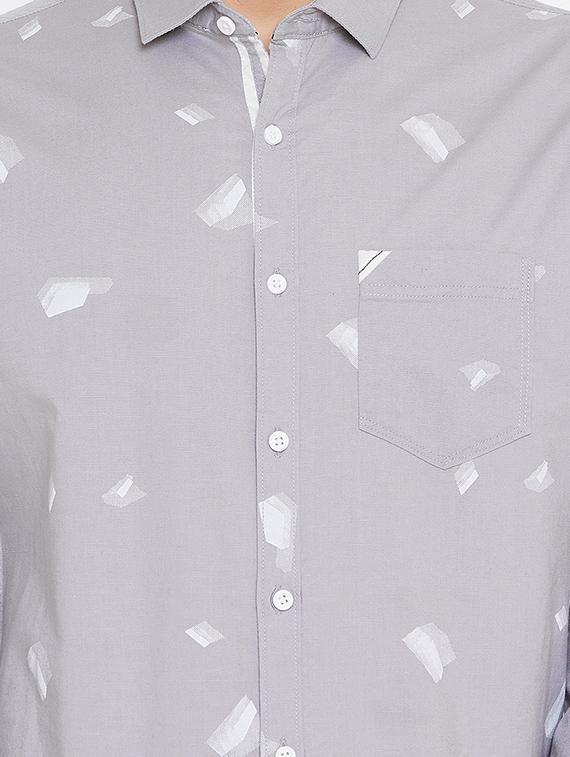 grey printed casual shirt - 16298314 - Standard Image - 4