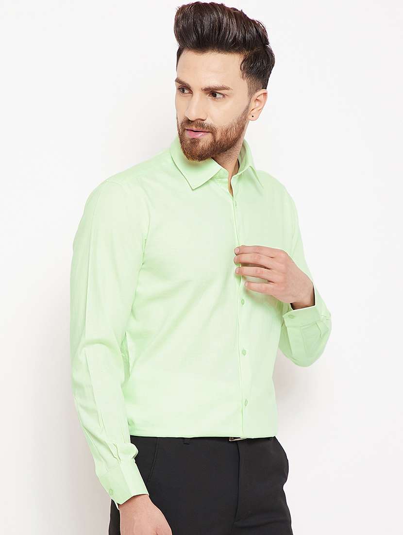 green solid formal shirt - 16298321 - Standard Image - 1