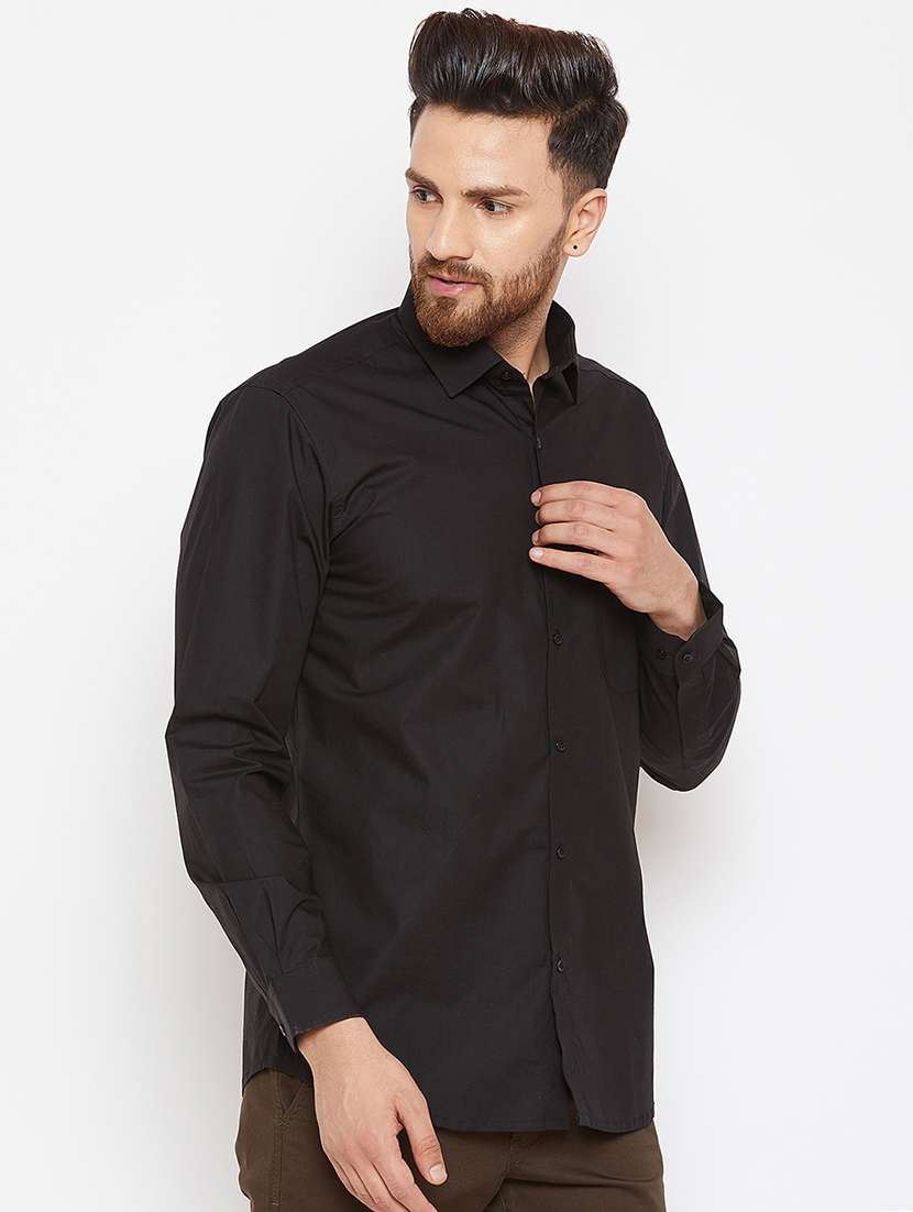 black solid casual shirt - 16298324 -  Standard Image - 1