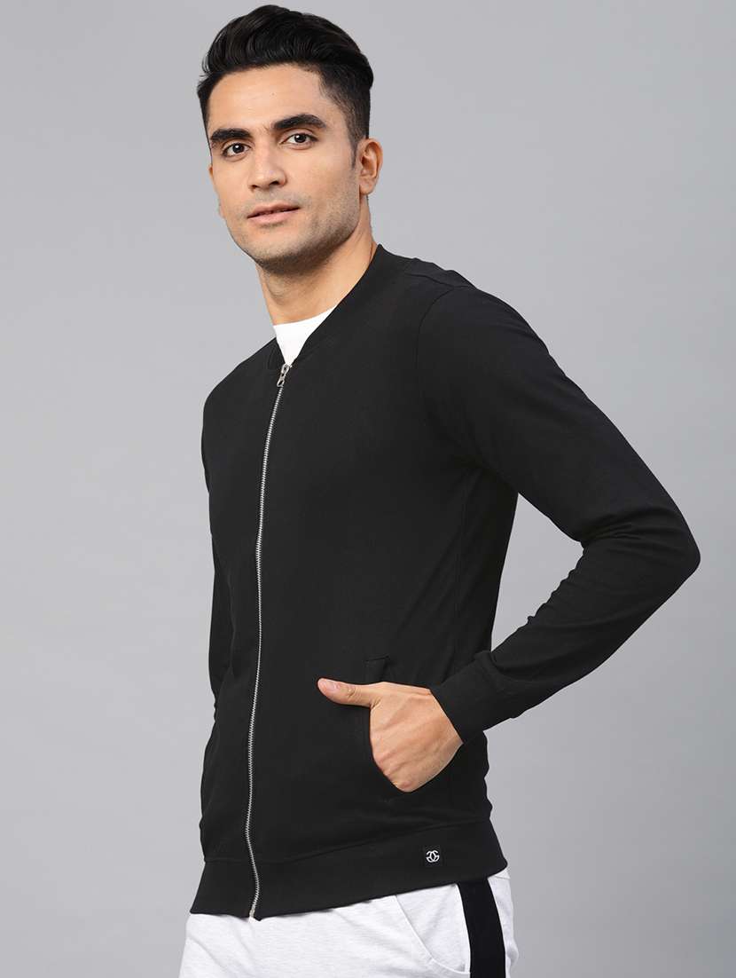 black solid casual jacket - 16298528 -  Standard Image - 1