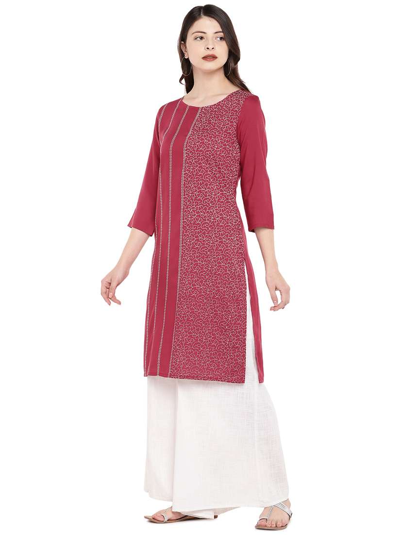 printed straight kurta - 16299158 - Standard Image - 1
