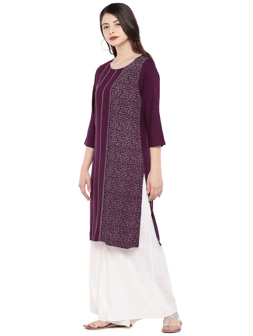 printed straight kurta - 16299159 - Standard Image - 1