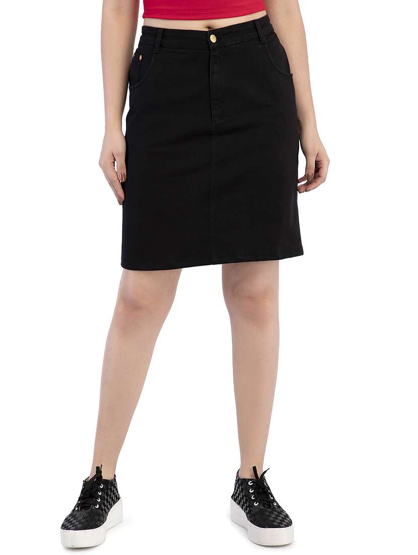 rivet detail high rise skirt
