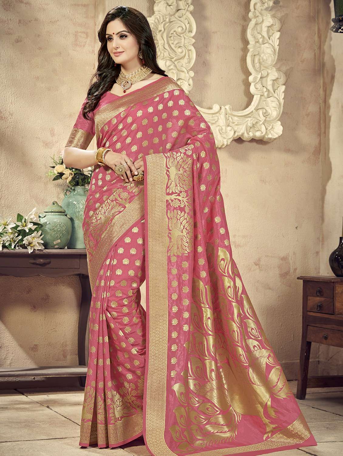 conversational banarasi saree with blouse