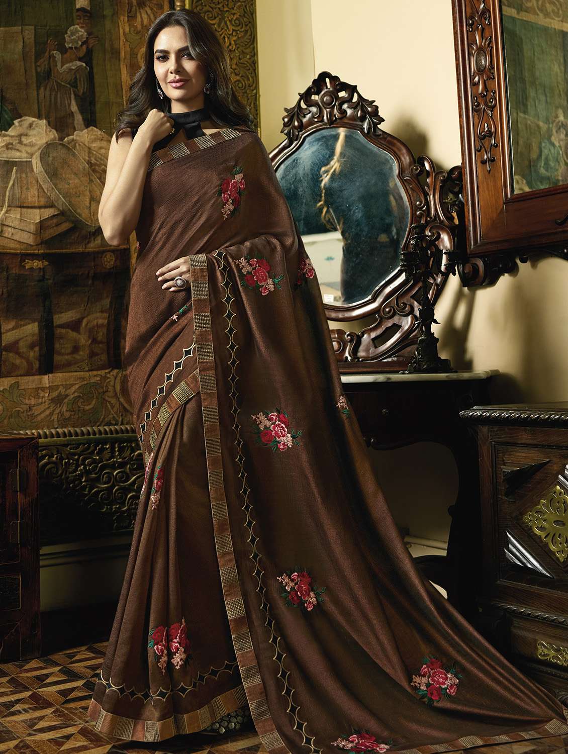 women's embroidered saree