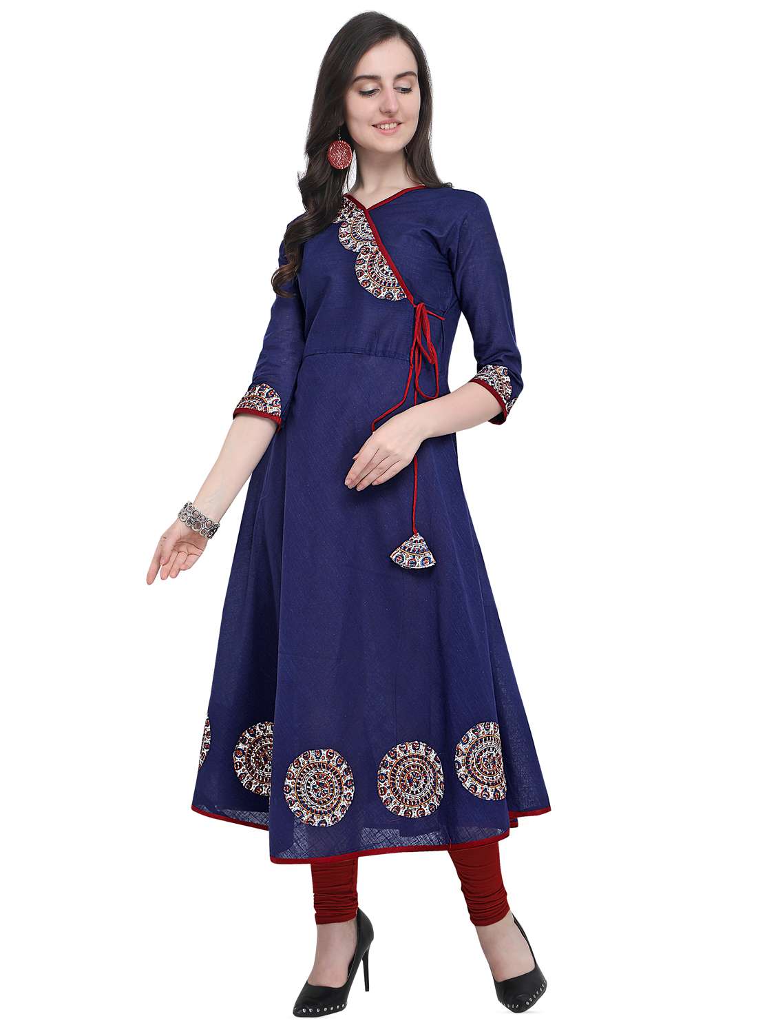 kalamkari printed angrakha kurta