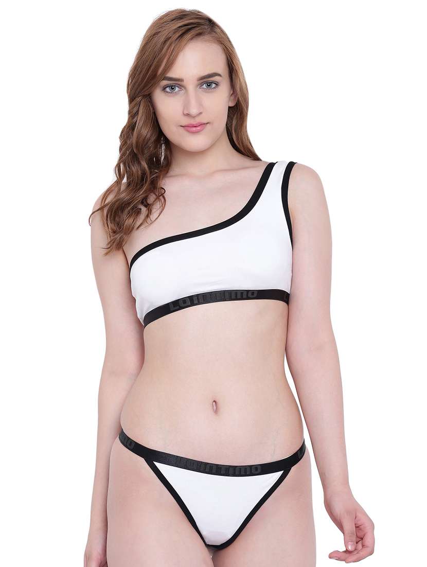 contrast piped bikini set