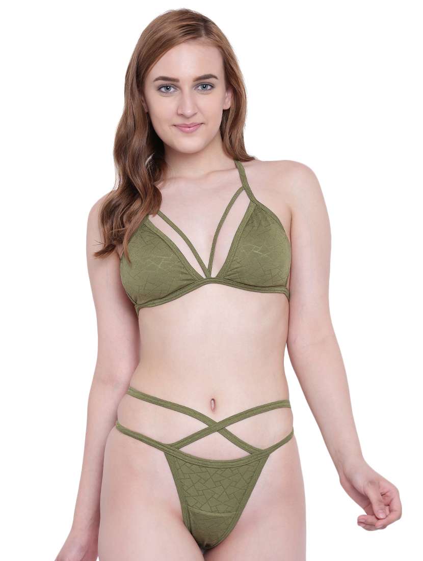 halter neck strappy bikini set