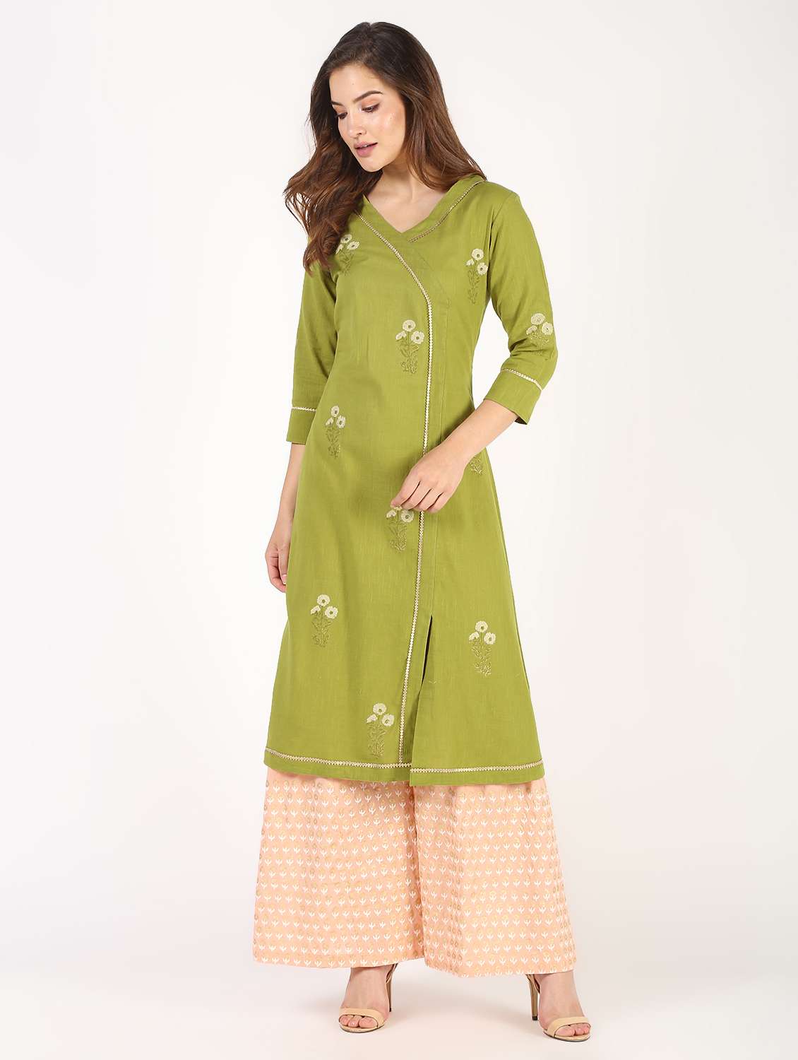 block printed angrakha kurta