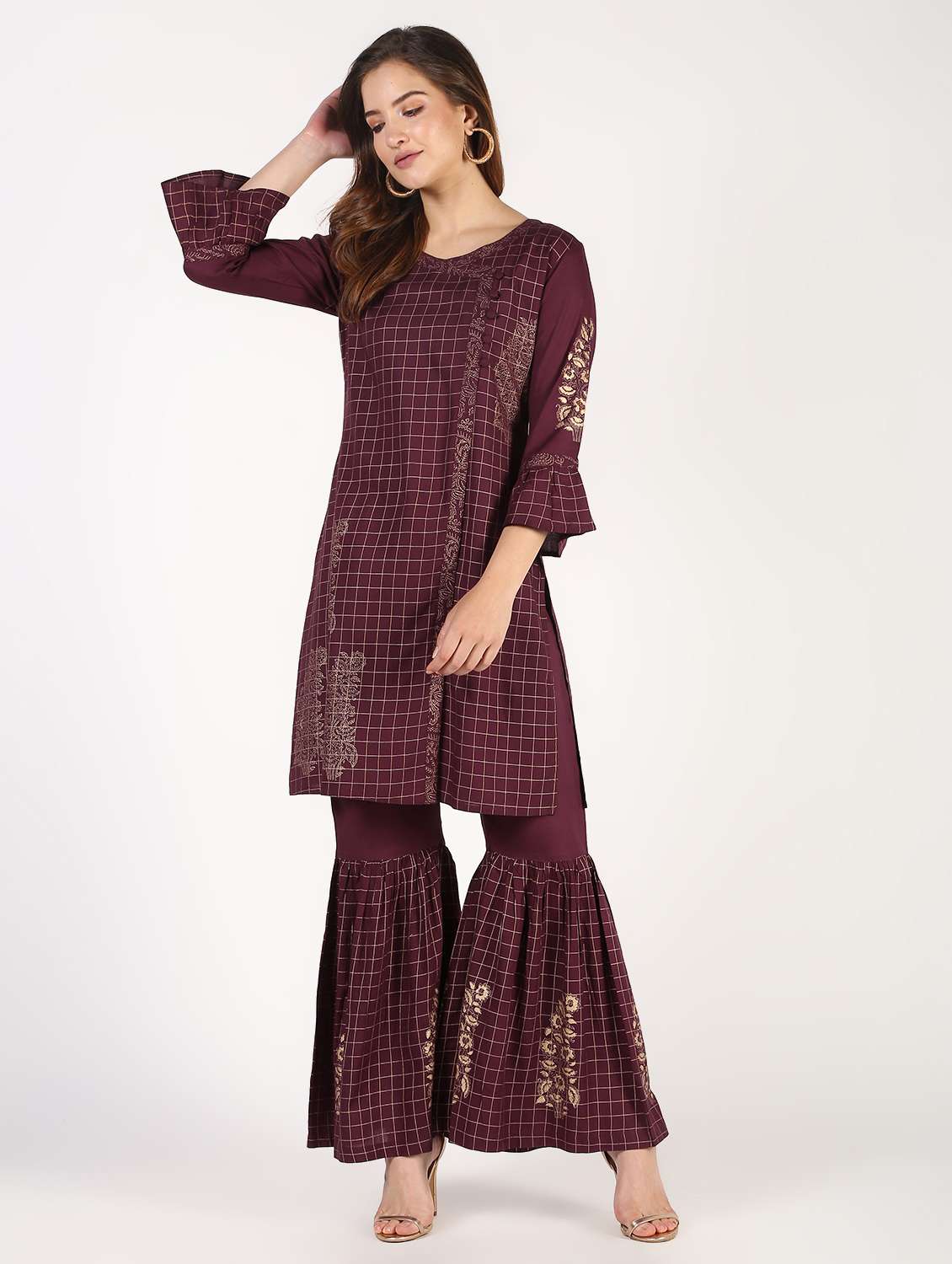 block print kurta palazzo set