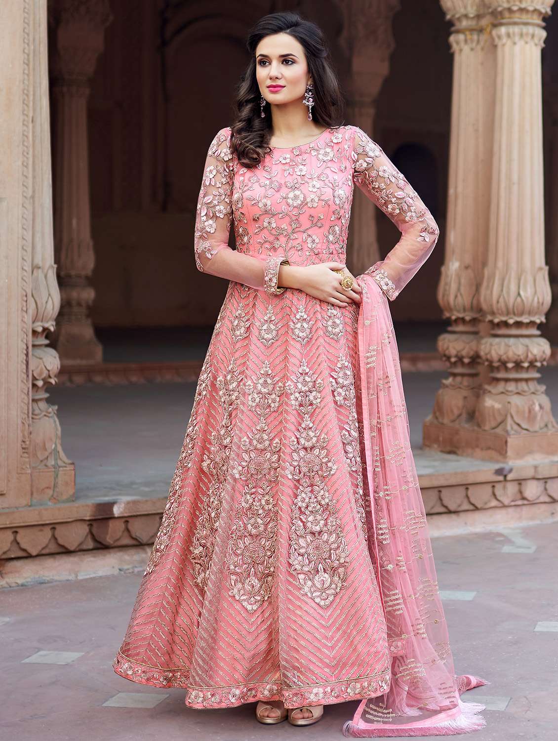 embroidered semi-stitched suit