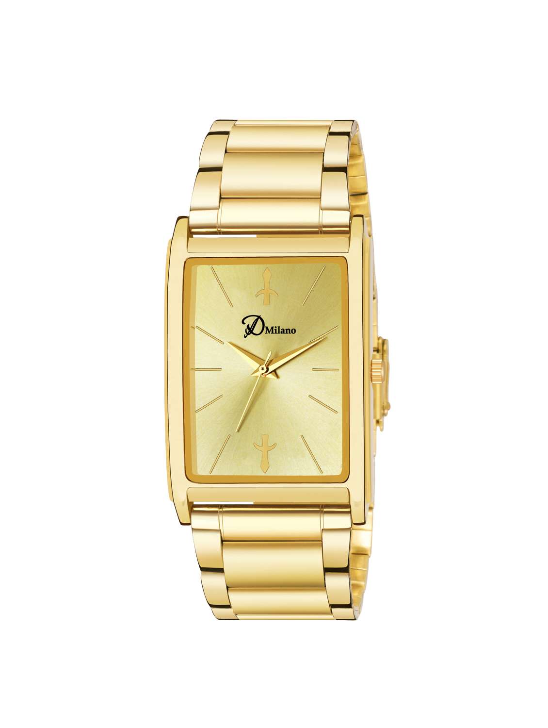 d'milano metal strap analog watch combo dmgxgld856