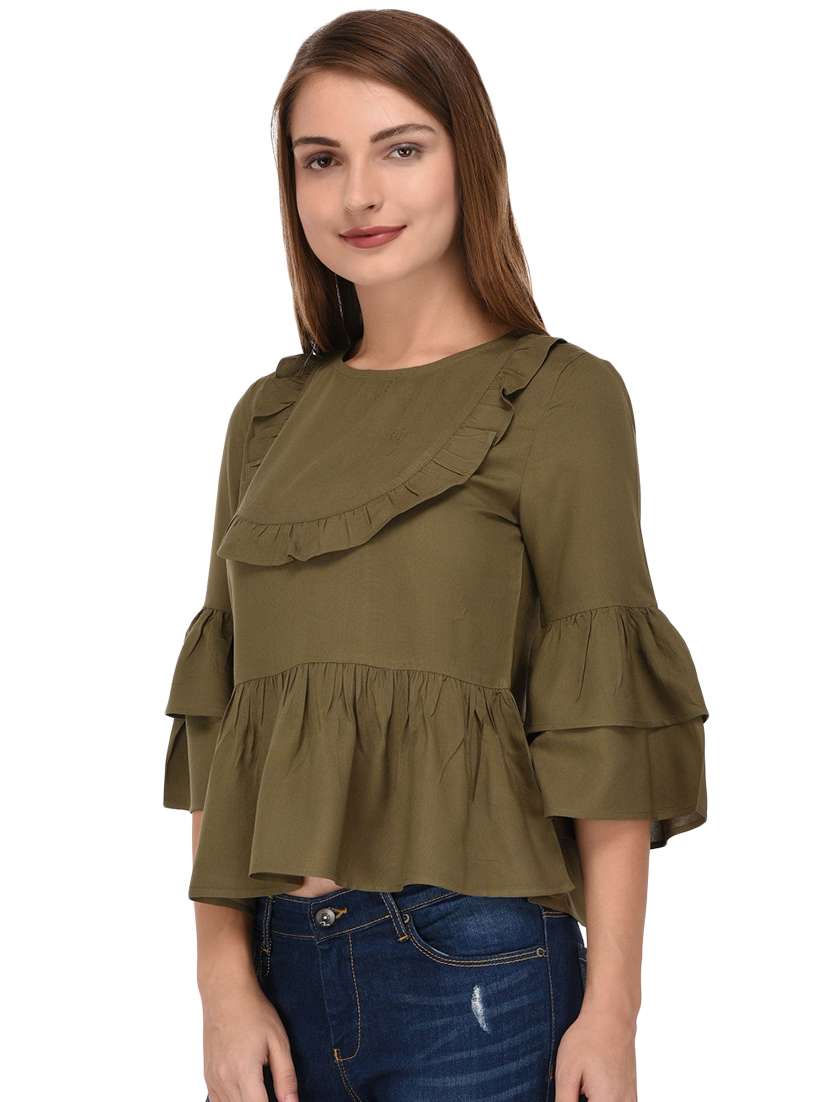 women's peplum round neck top - 16309043 -  Standard Image - 1