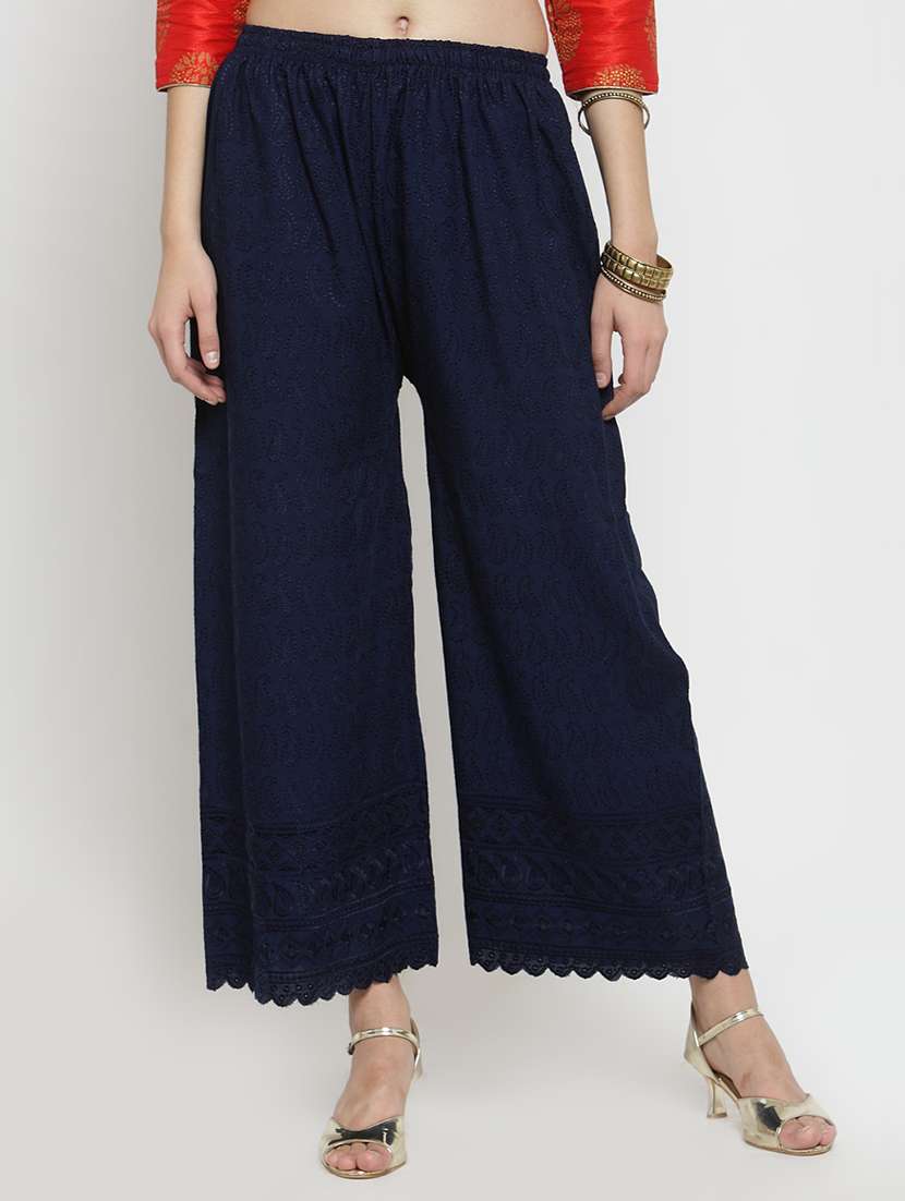 embroidered solid palazzo