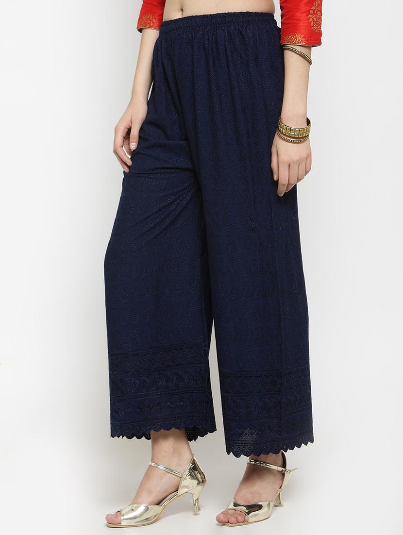 embroidered solid palazzo - 16309458 -  Standard Image - 1