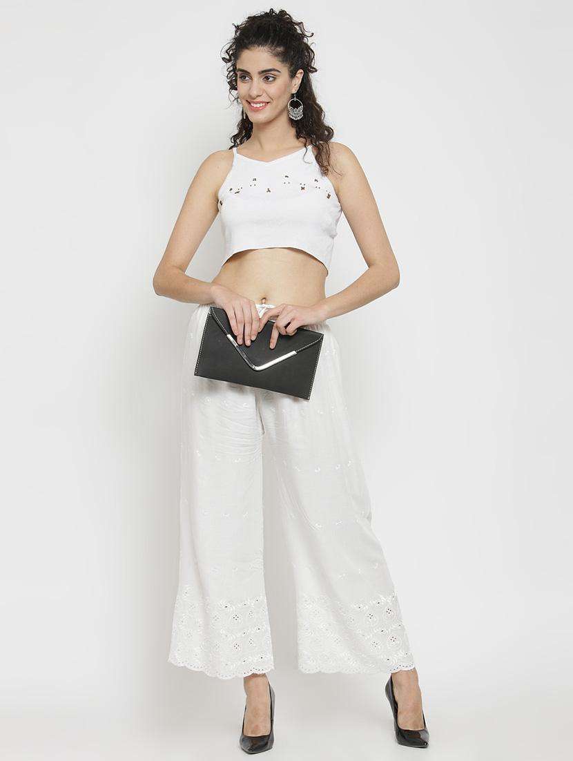embroidered solid palazzo - 16309471 -  Standard Image - 4