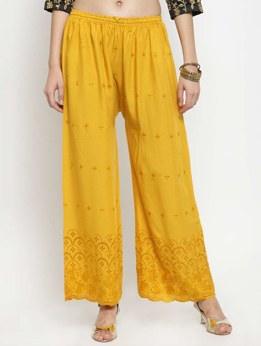 embroidered solid palazzo