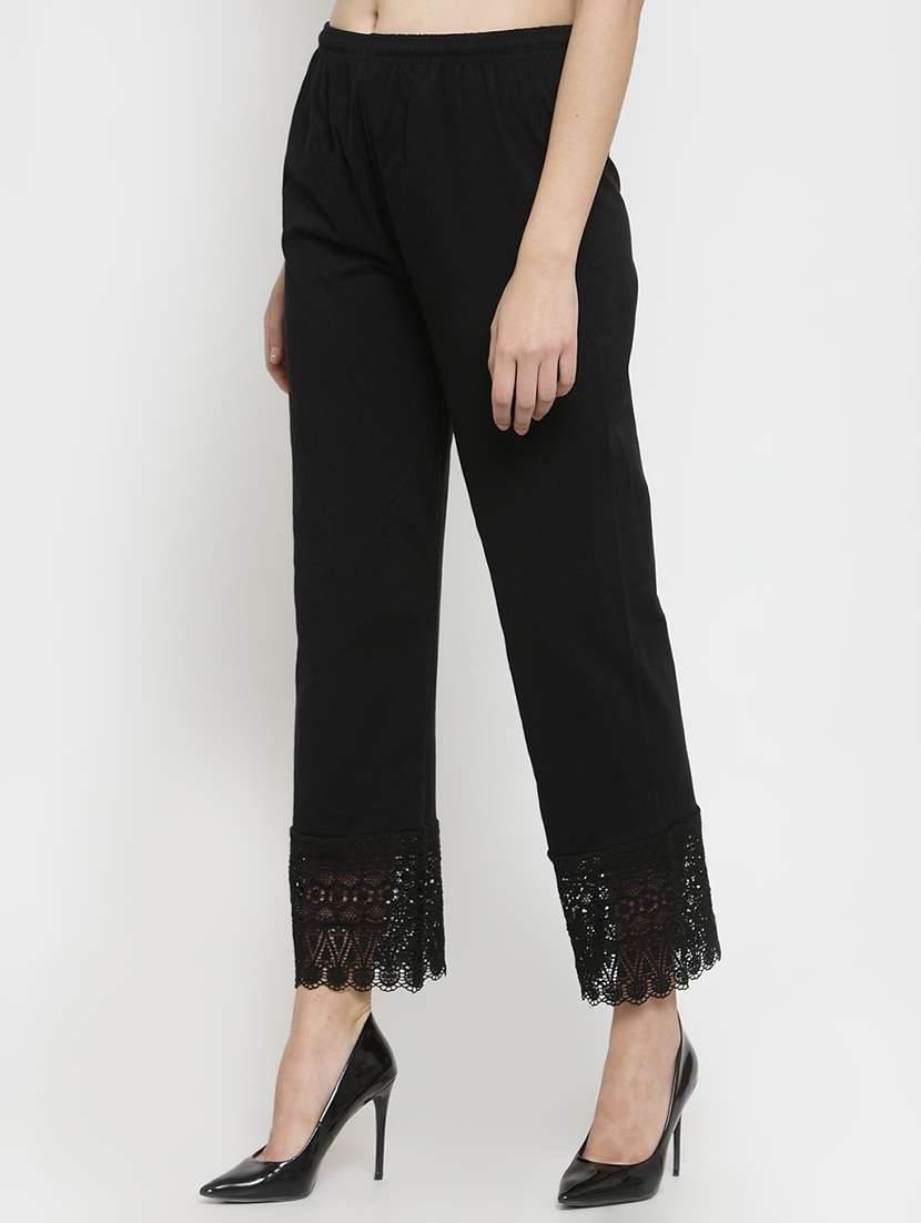 black solid tapered pant - 16309490 -  Standard Image - 1
