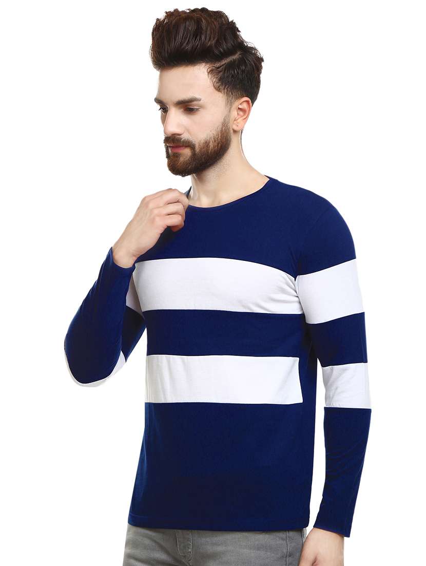 navy blue color block t-shirt - 16309609 -  Standard Image - 1