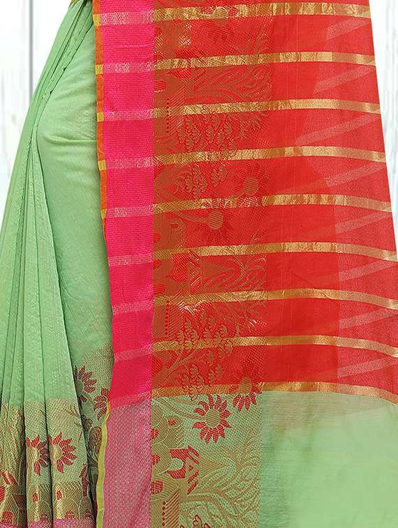 conversational zari border saree with blouse - 16309773 - Standard Image - 1